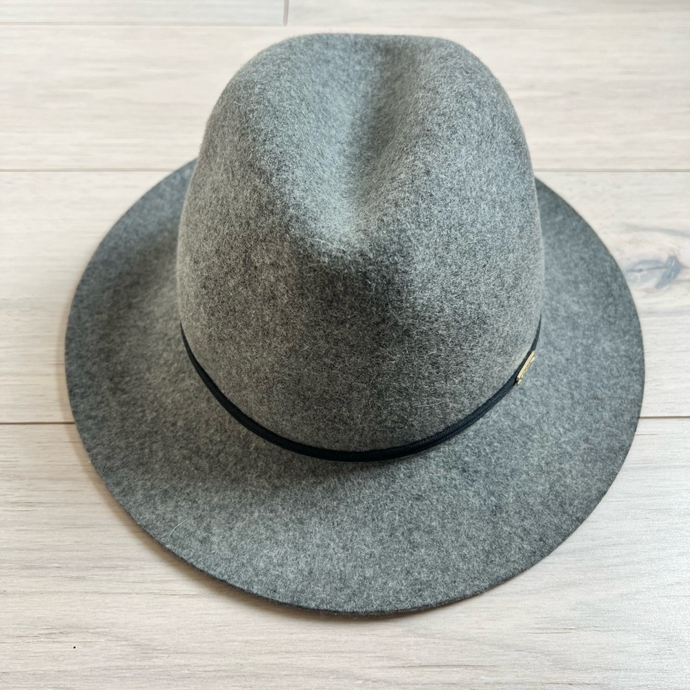Grey hat with black band